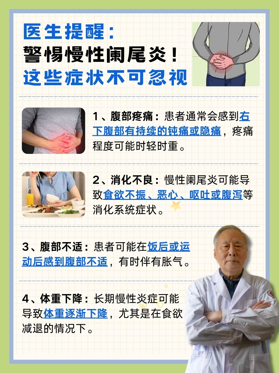 医生提醒:警惕慢性阑尾炎!这些症状不可忽视