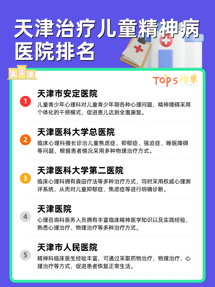 天津治疗儿童精神病医院排名