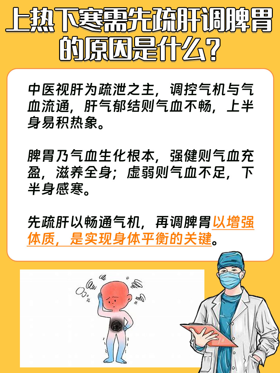 为何上热下寒需先疏肝调脾胃