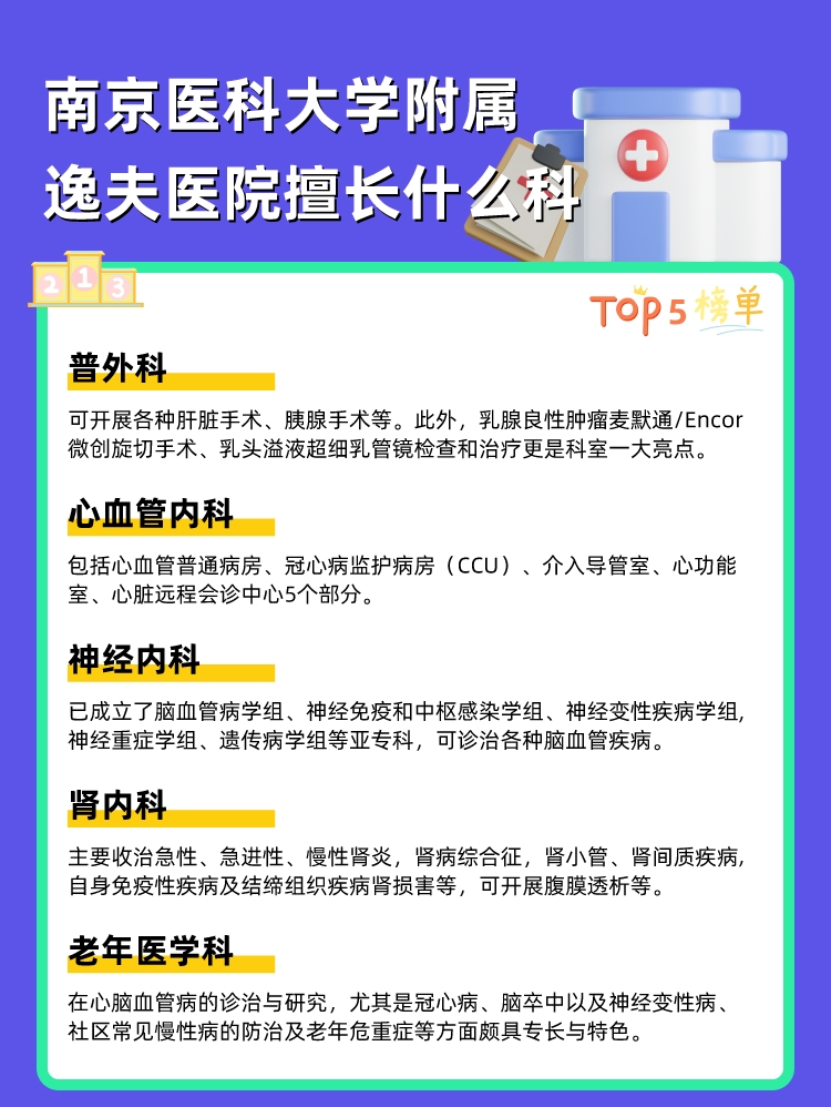 南京医科大学附属逸夫医院擅长什么科