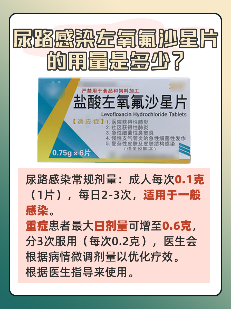 医生解答：左氧氟沙星片尿路感染用量？