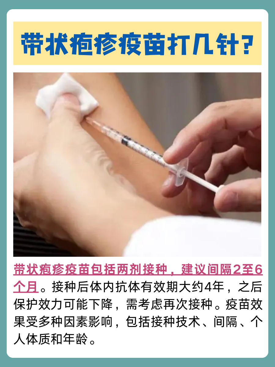 带状疱疹疫苗：打几针才能有效防护？