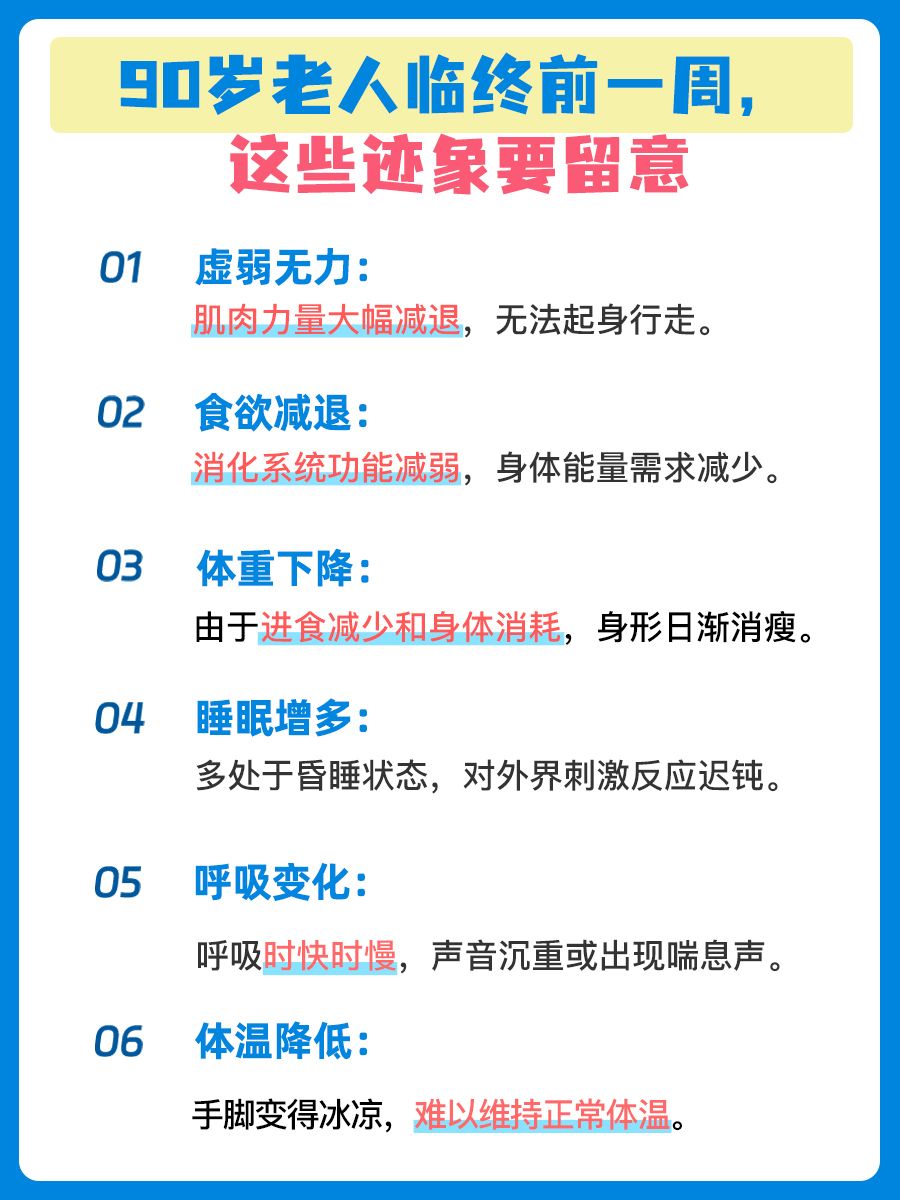 生命倒计时！90岁老人临终前1周的表现