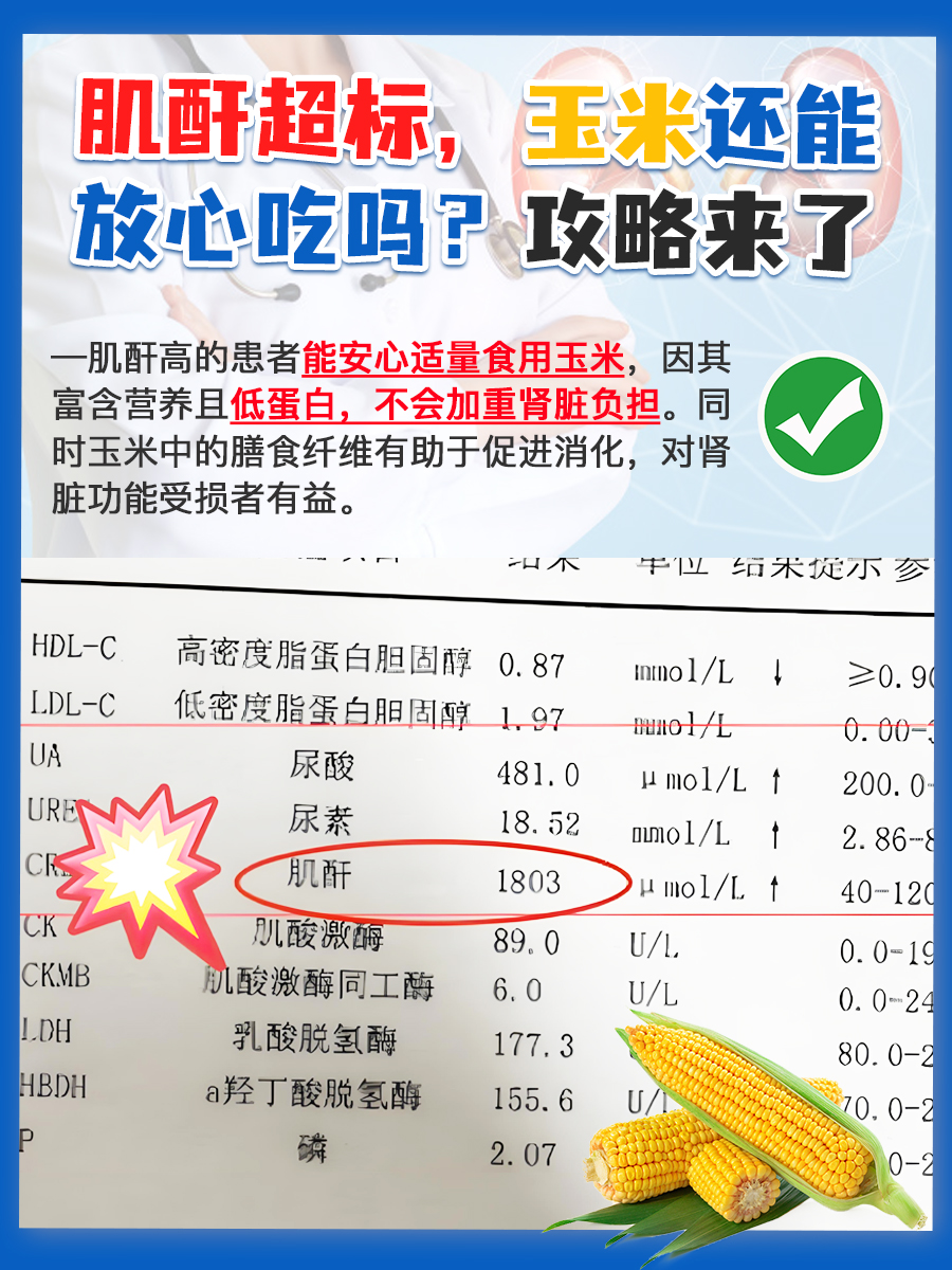 肌酐超标，玉米还能放心吃吗？攻略来了