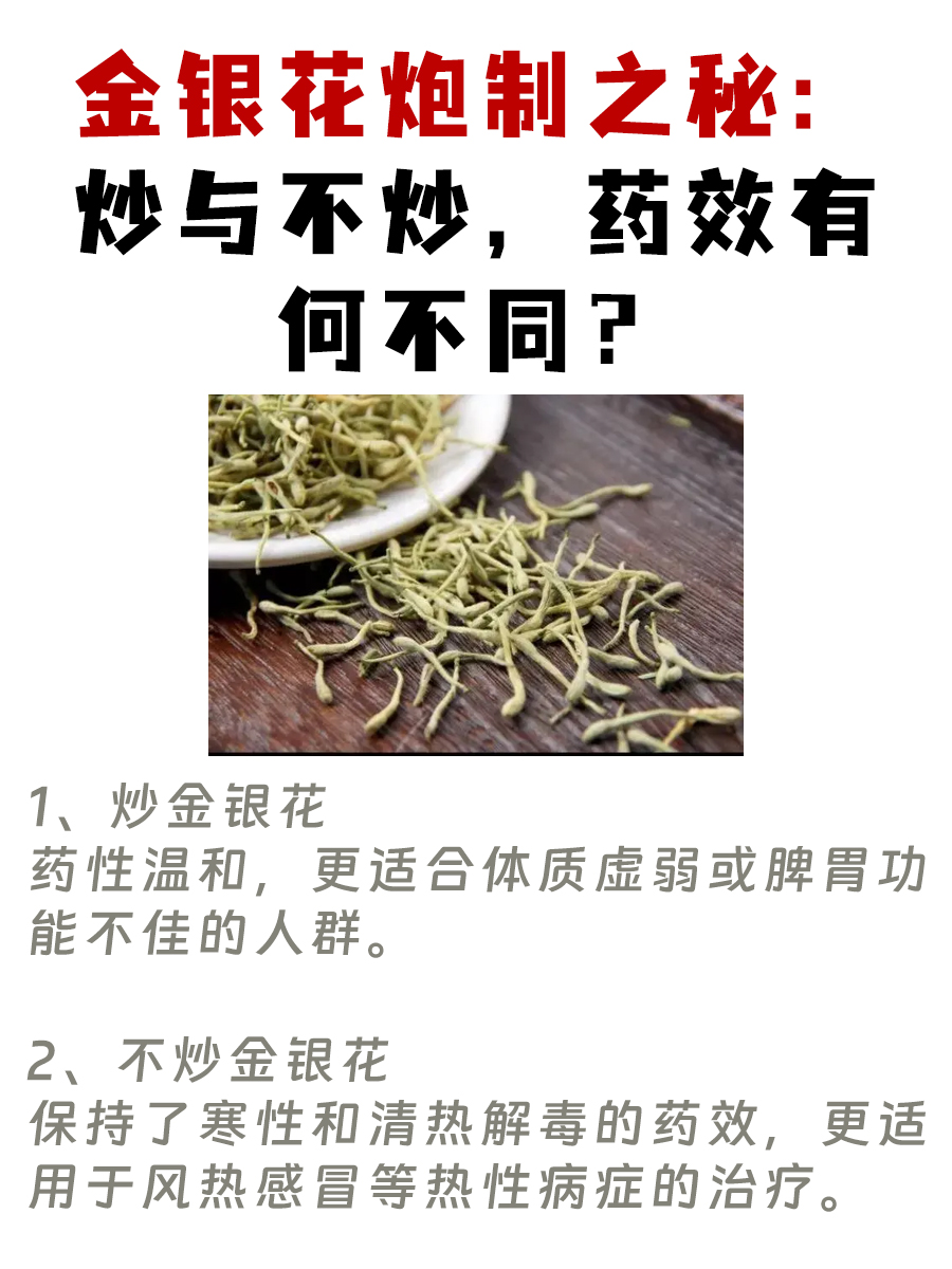 金银花炮制之秘:炒与不炒,药效有何不同?
