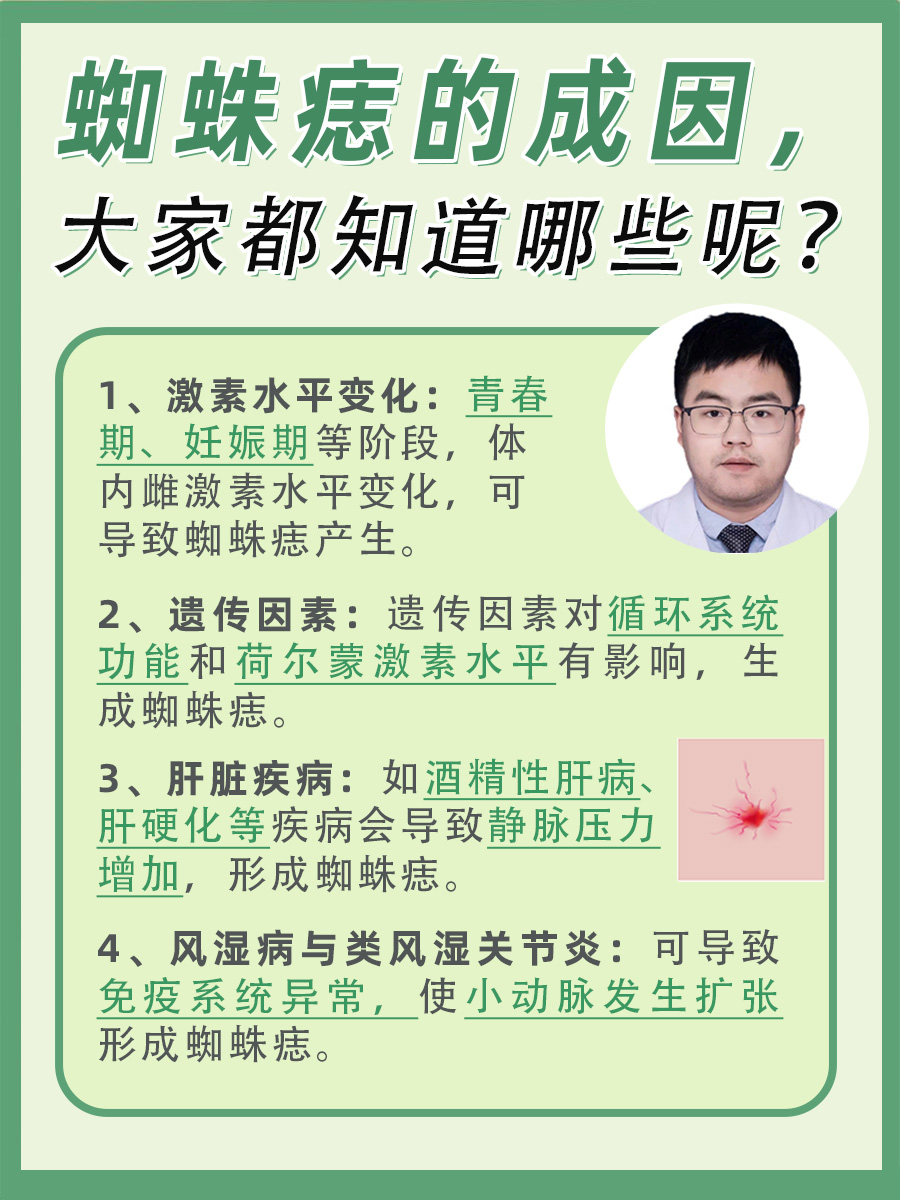 蜘蛛痣的成因,大家都知道哪些呢?