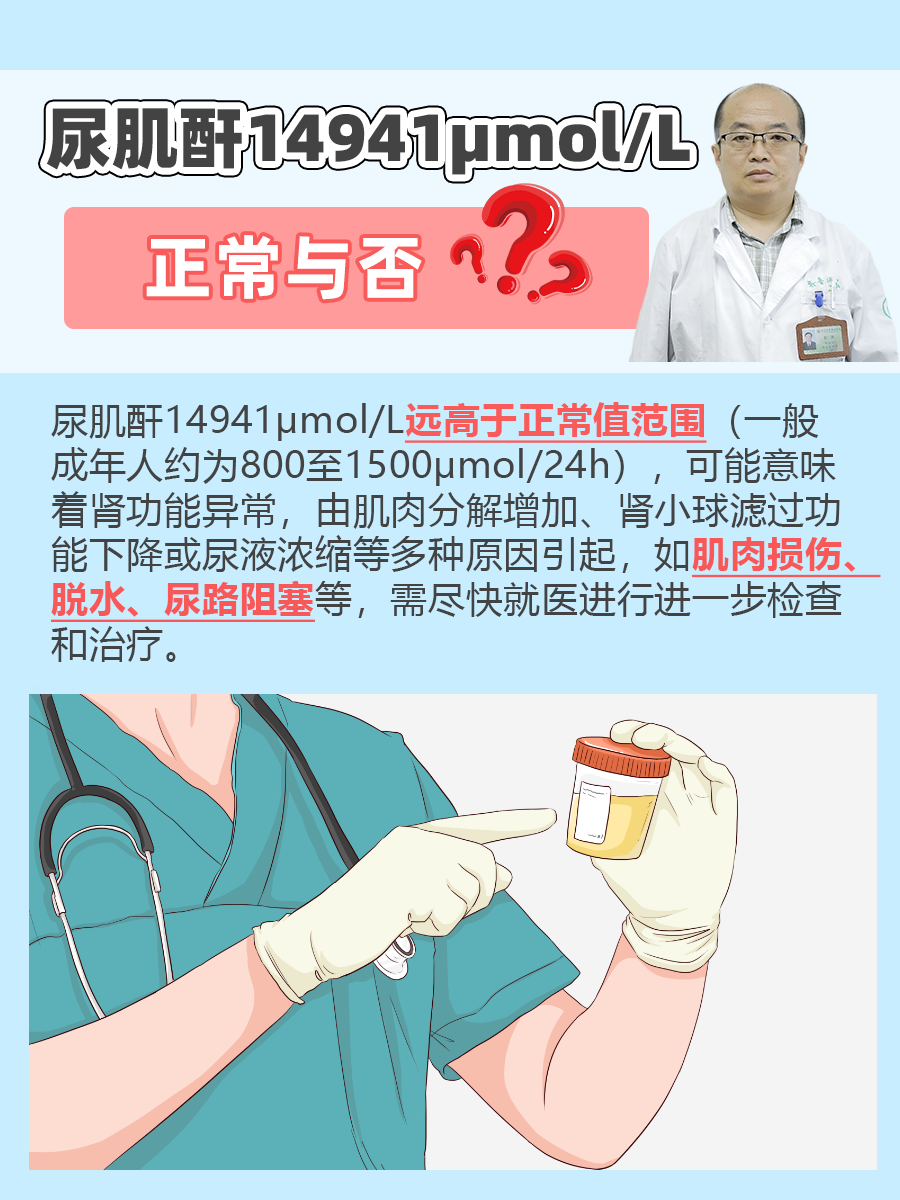 尿肌酐14941μmol/L，正常与否？