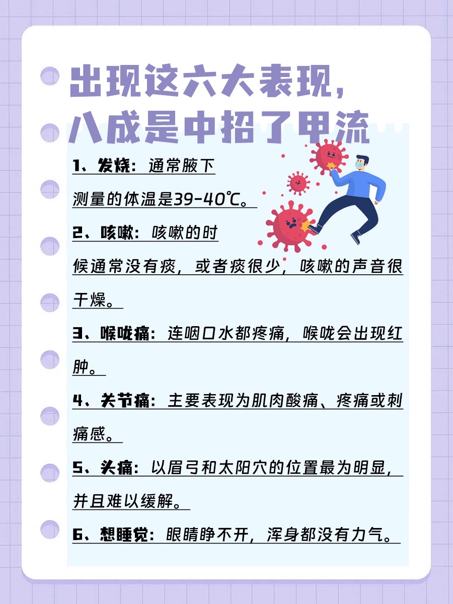 出现这六大表现，八成是中招了甲流
