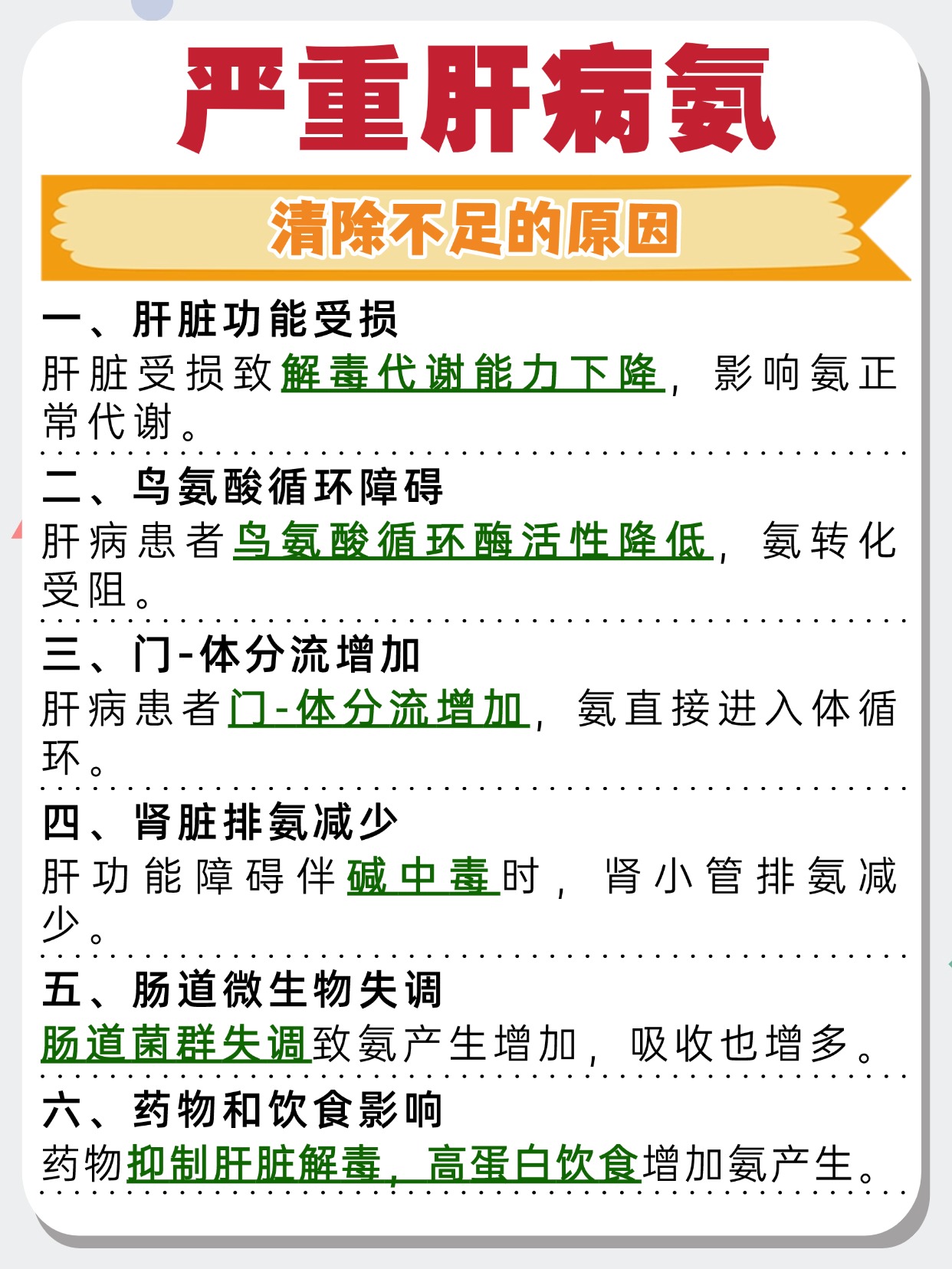 严重肝病氨清除不足，主因究竟为何？