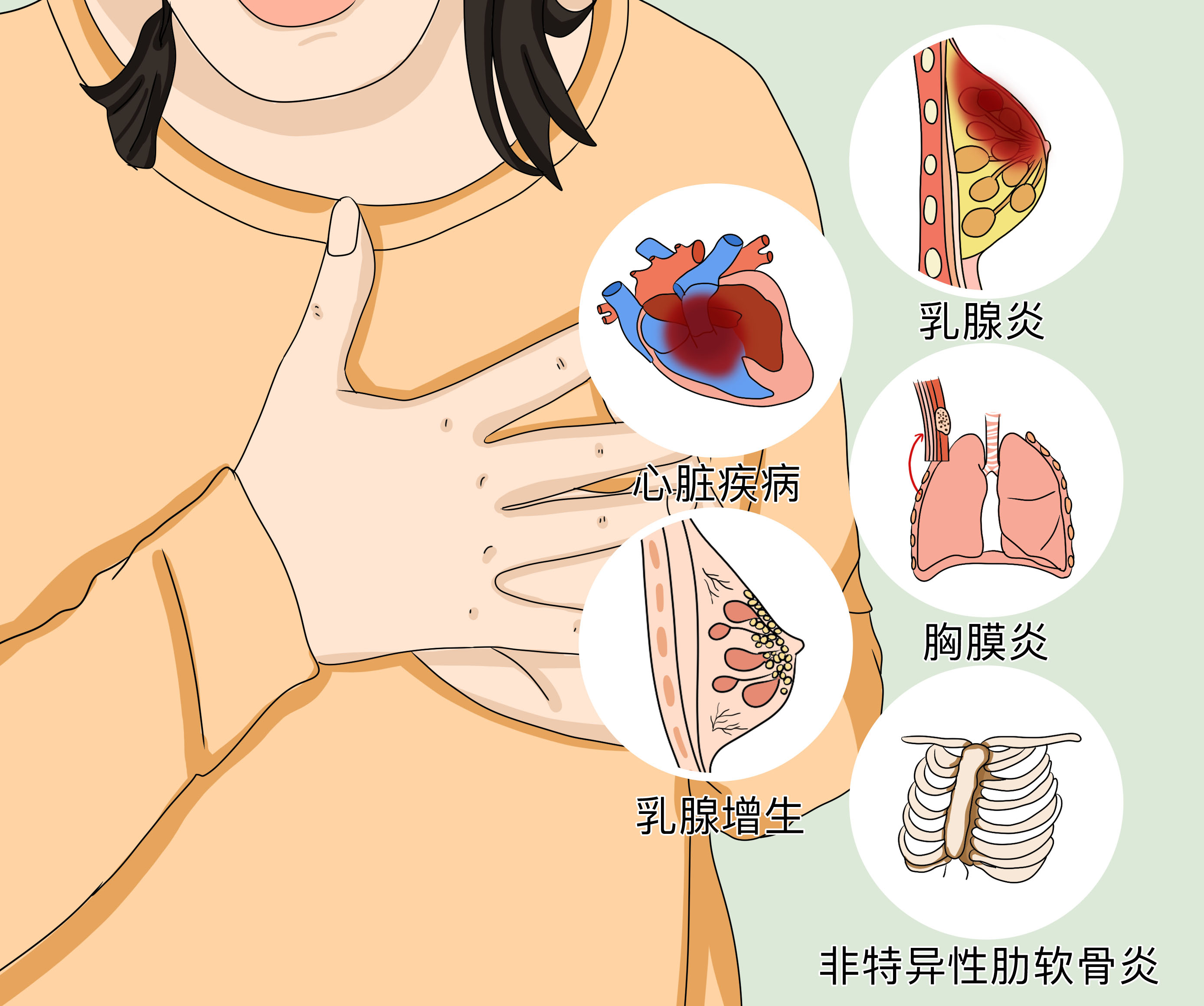 胸下面三角区隐隐作痛图片