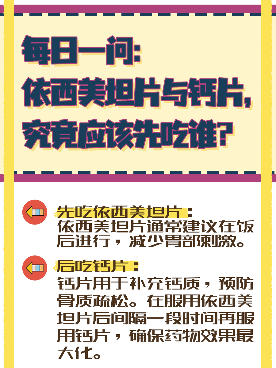 每日一问：依西美坦片与钙片，究竟应该先吃谁？