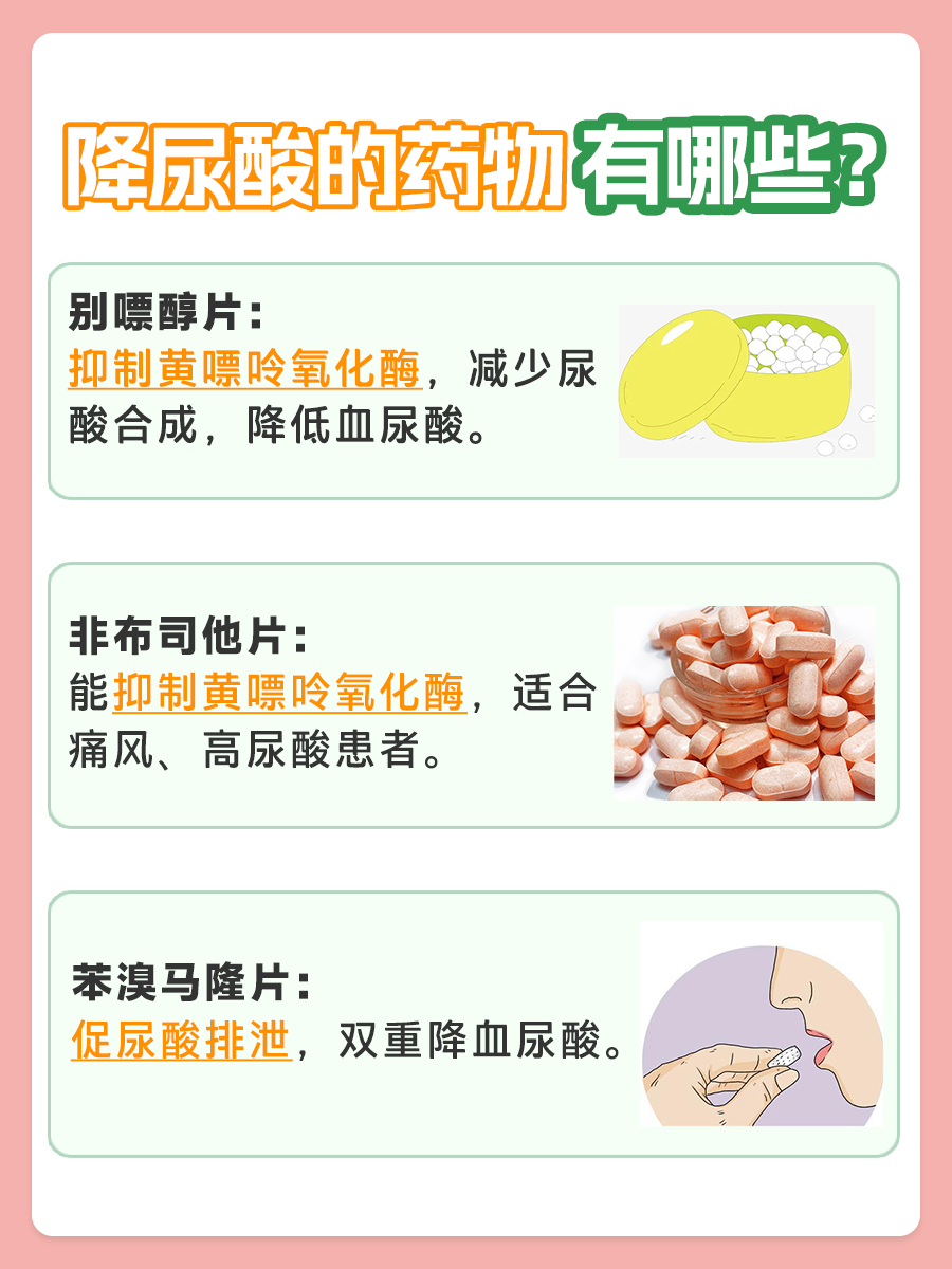 降尿酸的三种药？现在了解答案