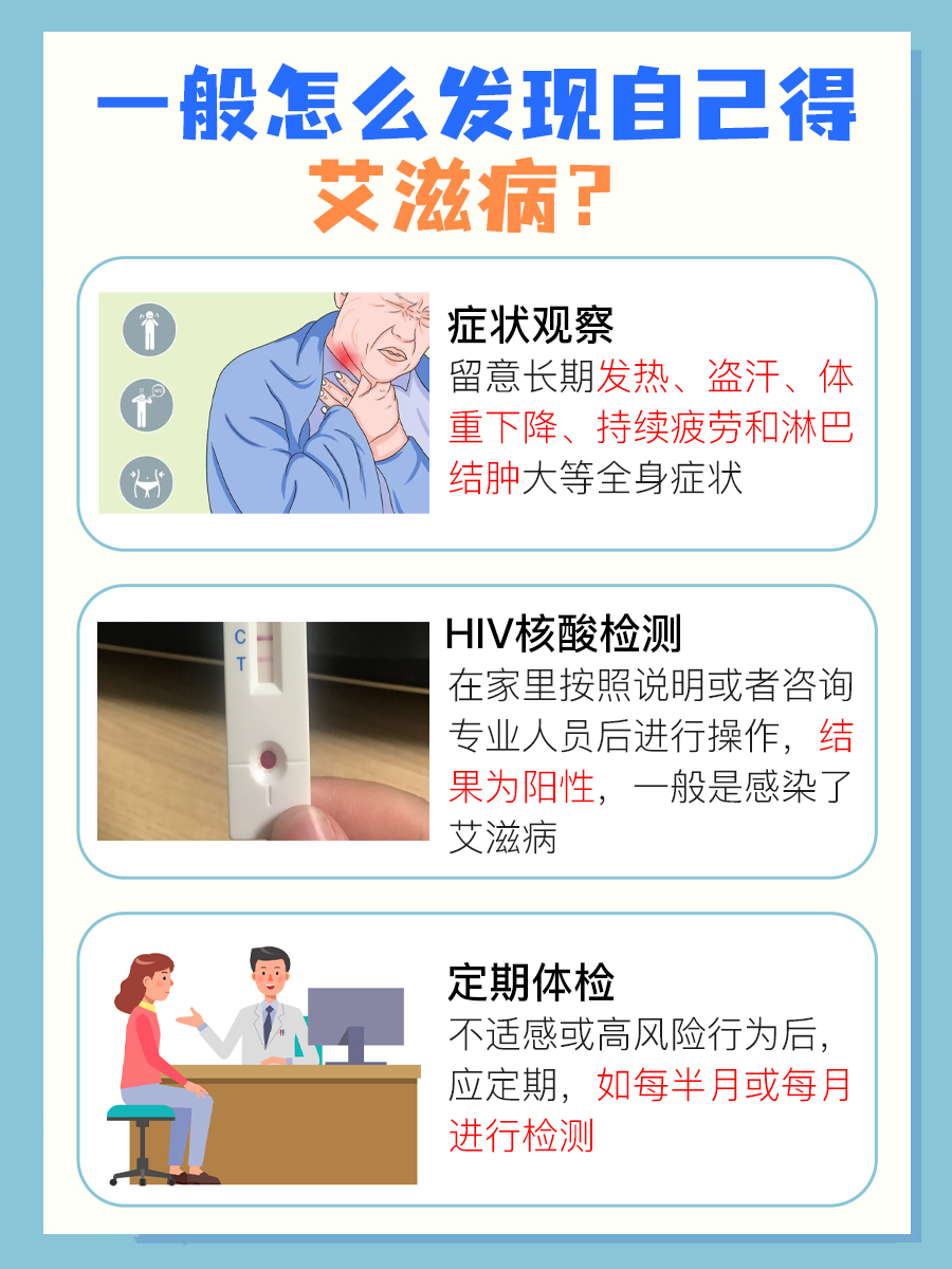 警惕,一般怎么发现自己得了艾滋病?