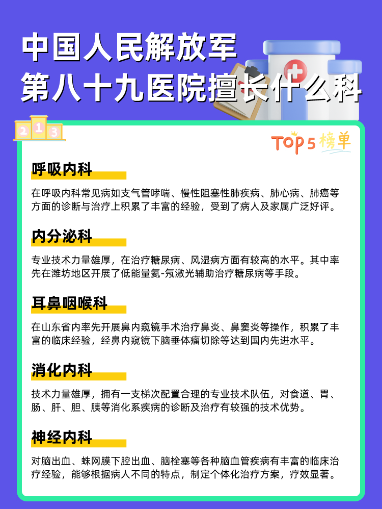 中国人民解放军第八十九医院擅长什么科