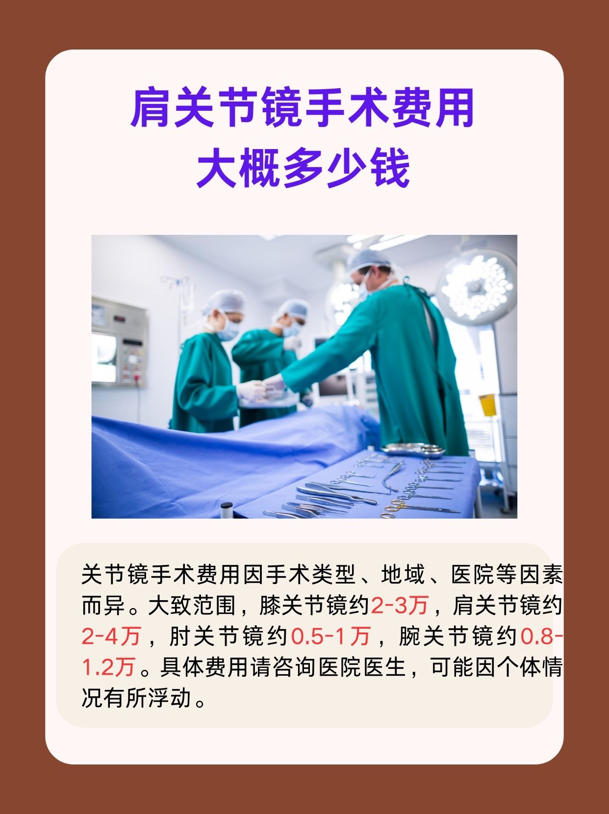 揭秘：肩关节镜手术费用大概多少钱
