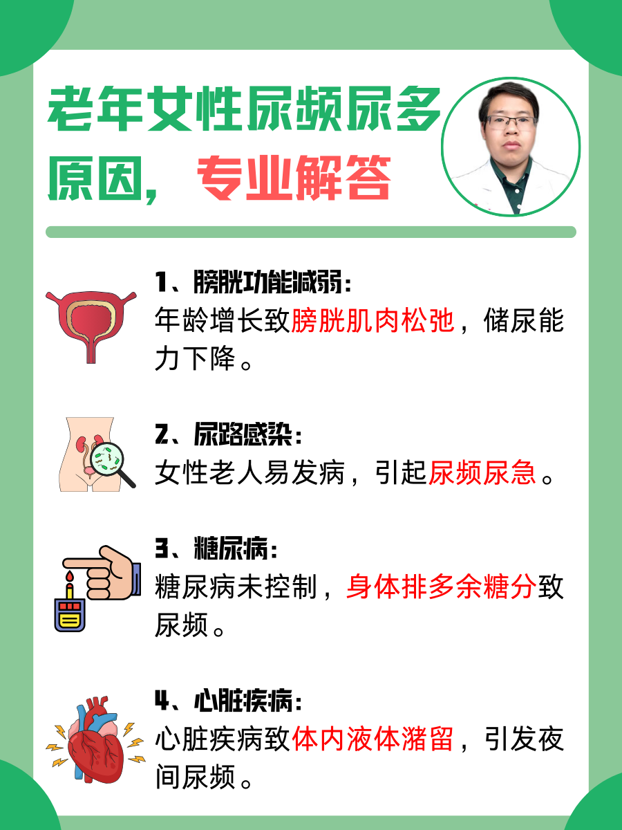 老年女性尿频尿多原因,专业解答