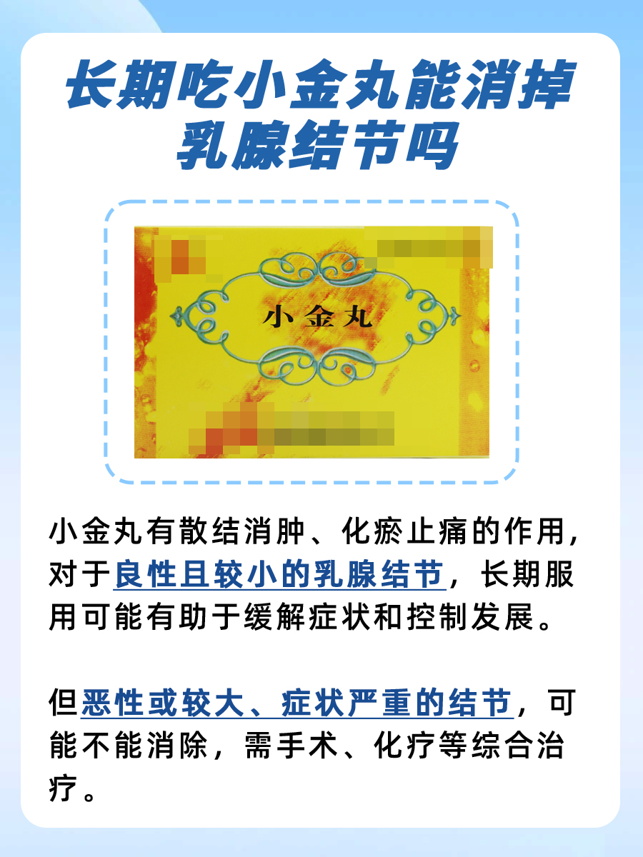 长期服用小金丸，能否有效消除乳腺结节？
