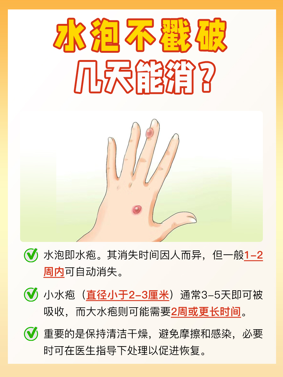别急着戳！水泡自然消退时间，专业医生讲解