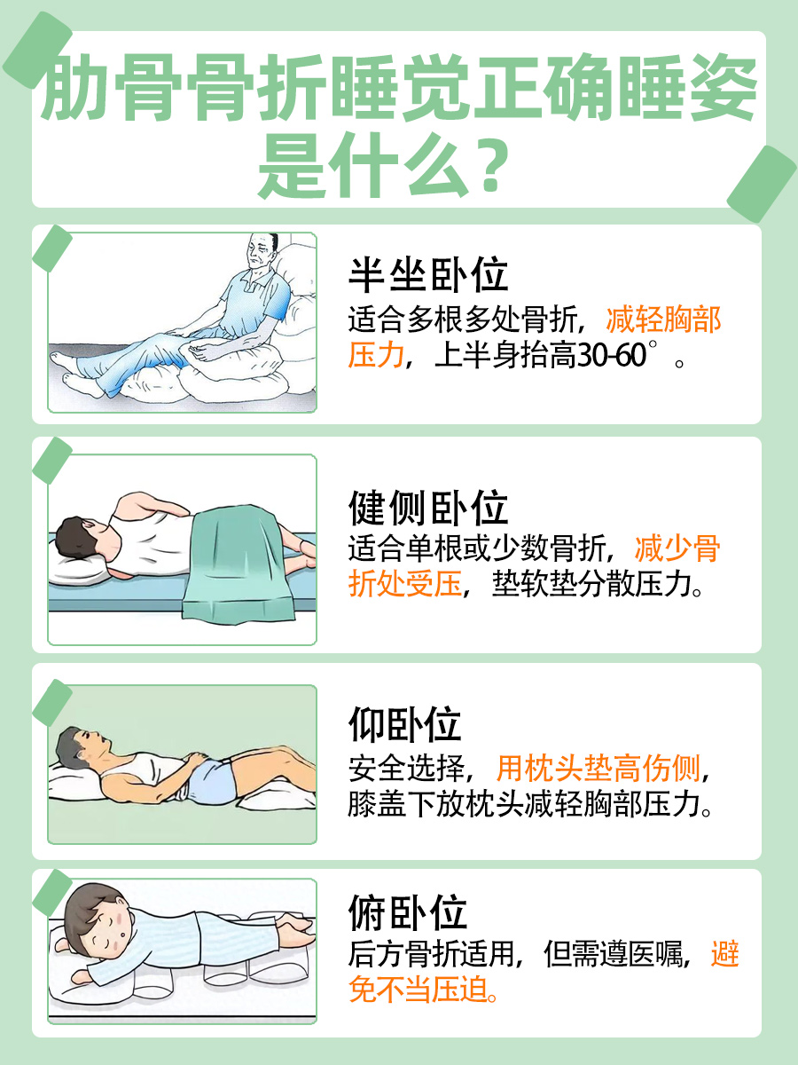 肋骨骨折睡觉正确睡姿：医生悄悄告诉你