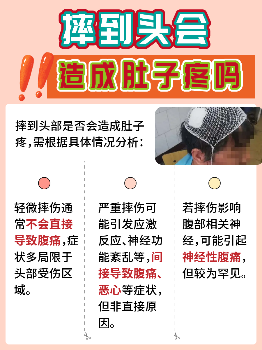 摔到头之后肚子疼,这两者有什么关系吗?