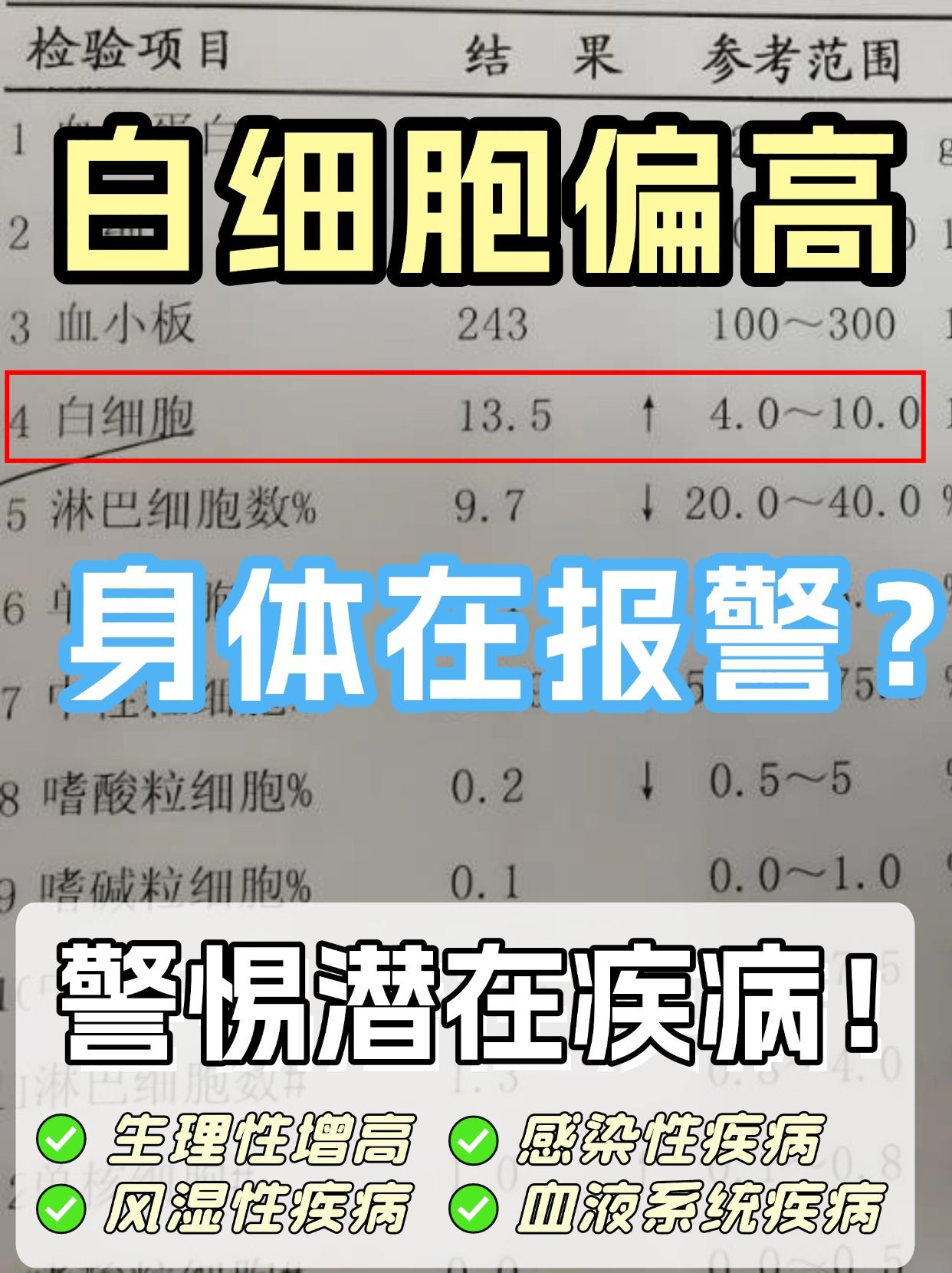 白细胞偏高，身体在报警？警惕潜在疾病！