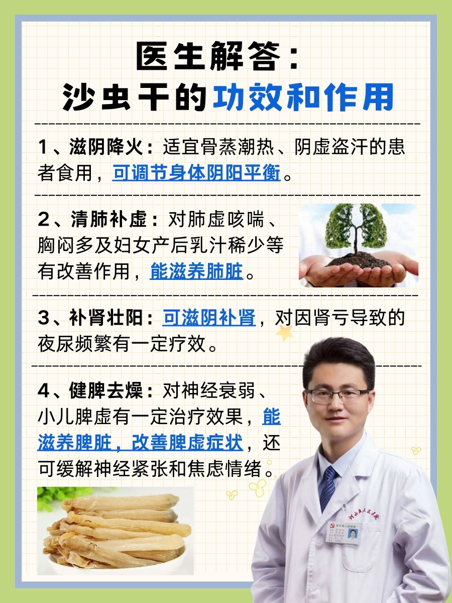 医生解答：沙虫干的功效和作用