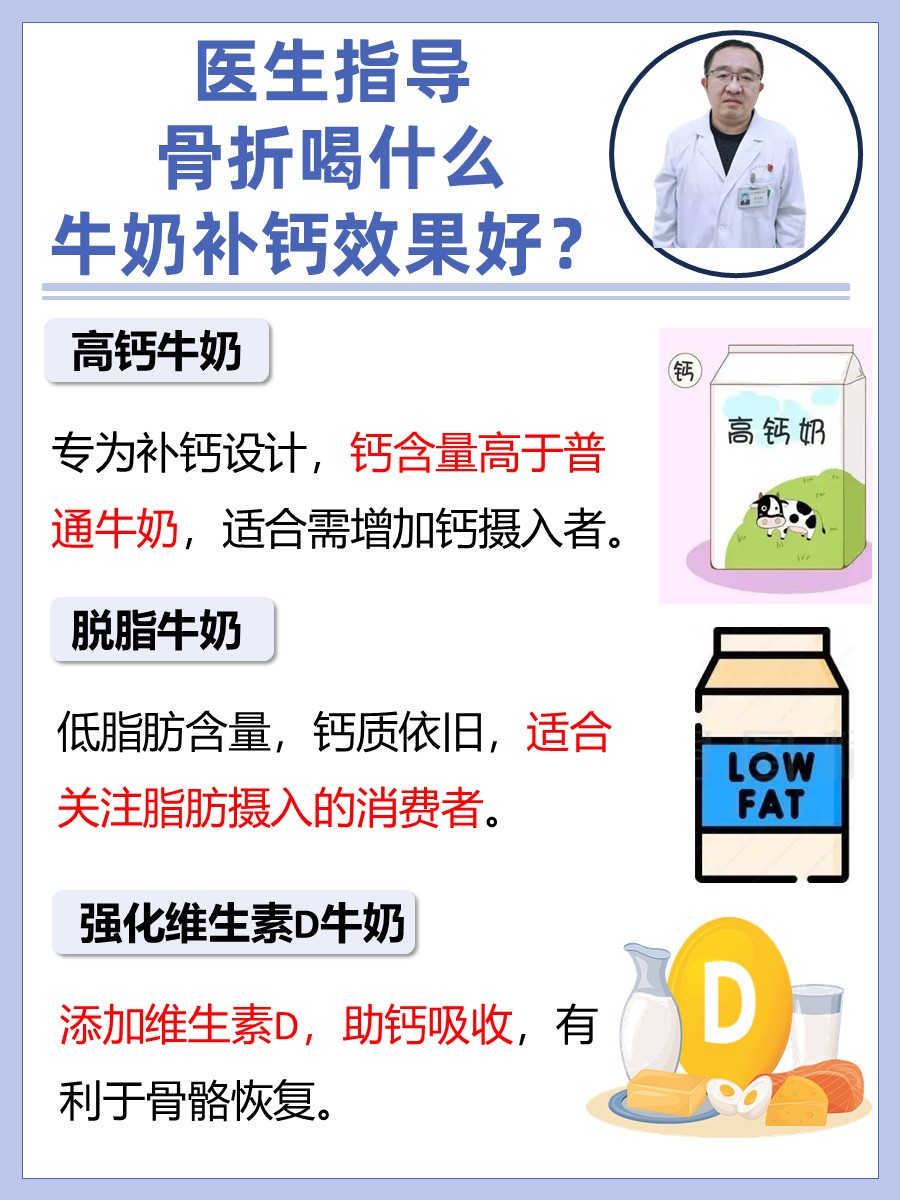 医生指导：骨折喝什么牛奶补钙效果好？